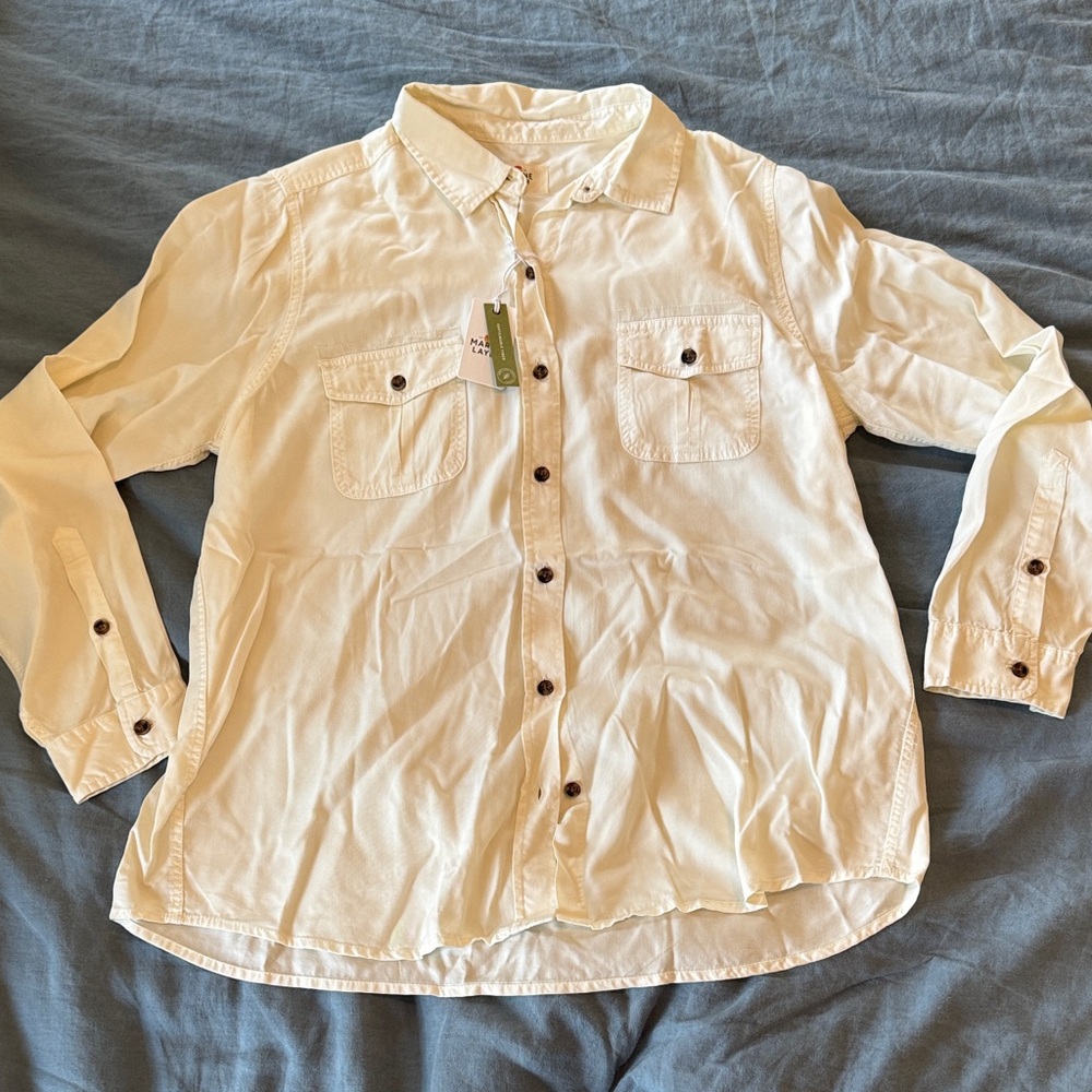 Marine Layer Cream Casual Button-Down Shirt